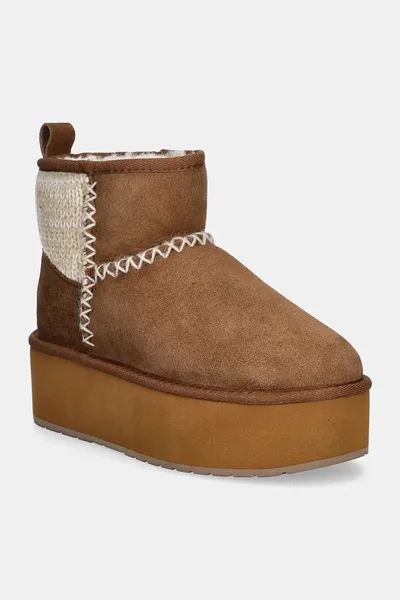 Замшевые сапоги Emu Australia Stinger Knit Flatform